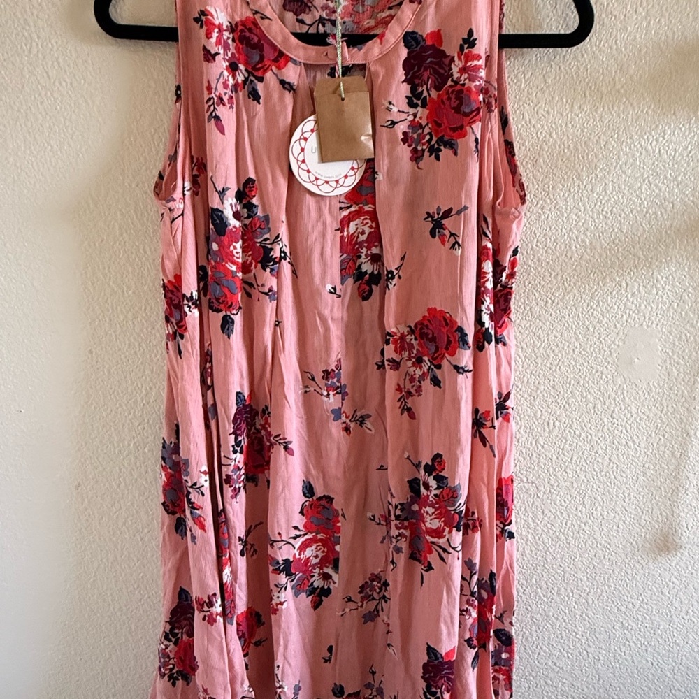 Umgee Pink Floral Mini Dress - Picture 2 of 4
